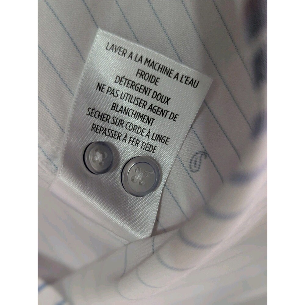 Robert Graham Button Up Shirt Mens Large White Blue Paisley Striped Flip Cuff - Picture 8 of 9